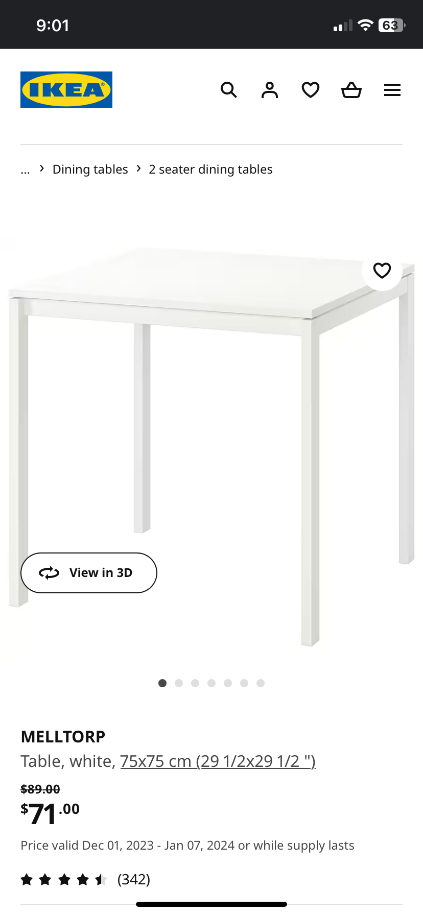 Ikea 2 seater dinning table + chair - photo 3