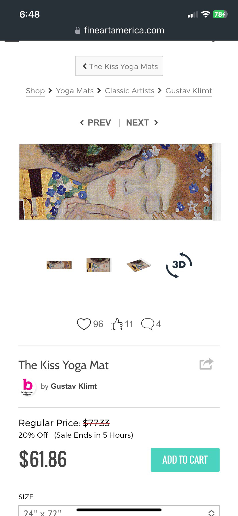Gustav Klimt Yoga Mats $30 each $50 for both image indicator(7)