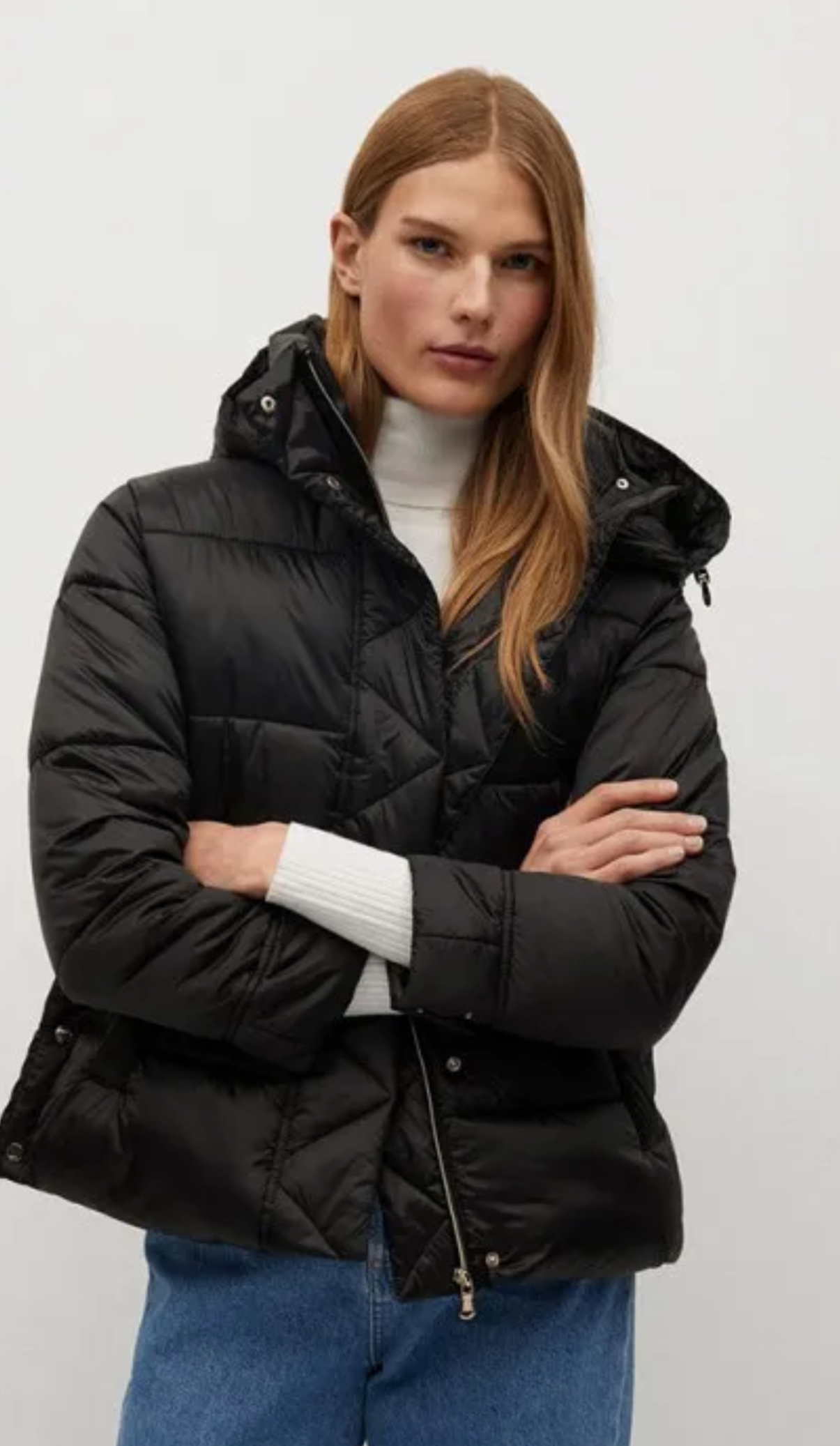 Mango Detachable Hood Quilted Jacket Coat image indicator(6)