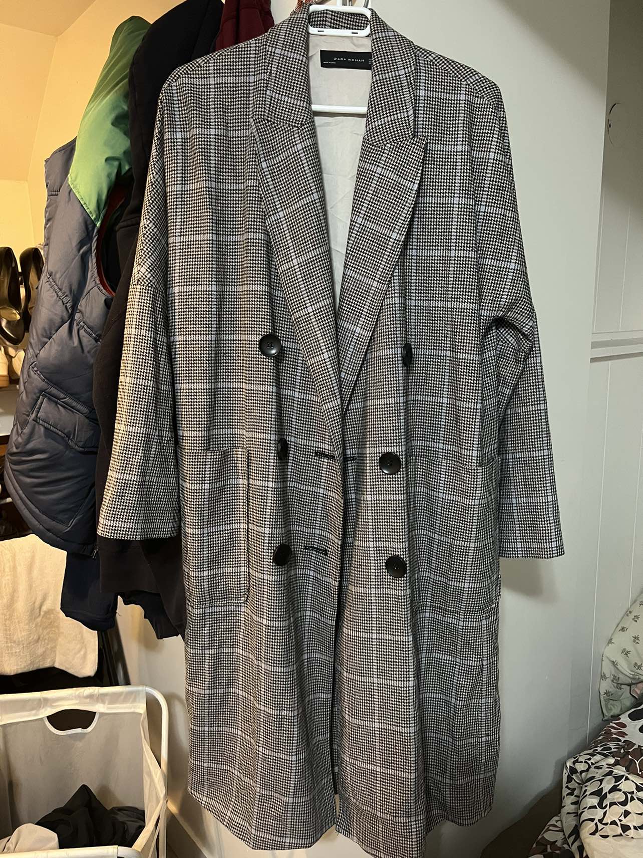 ZARA- Long Plaid Coat thumbnail