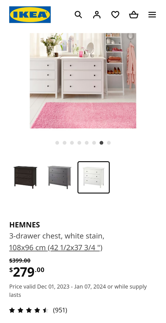 IKEA Hemnes 3-Drawer Dresser image indicator(6)