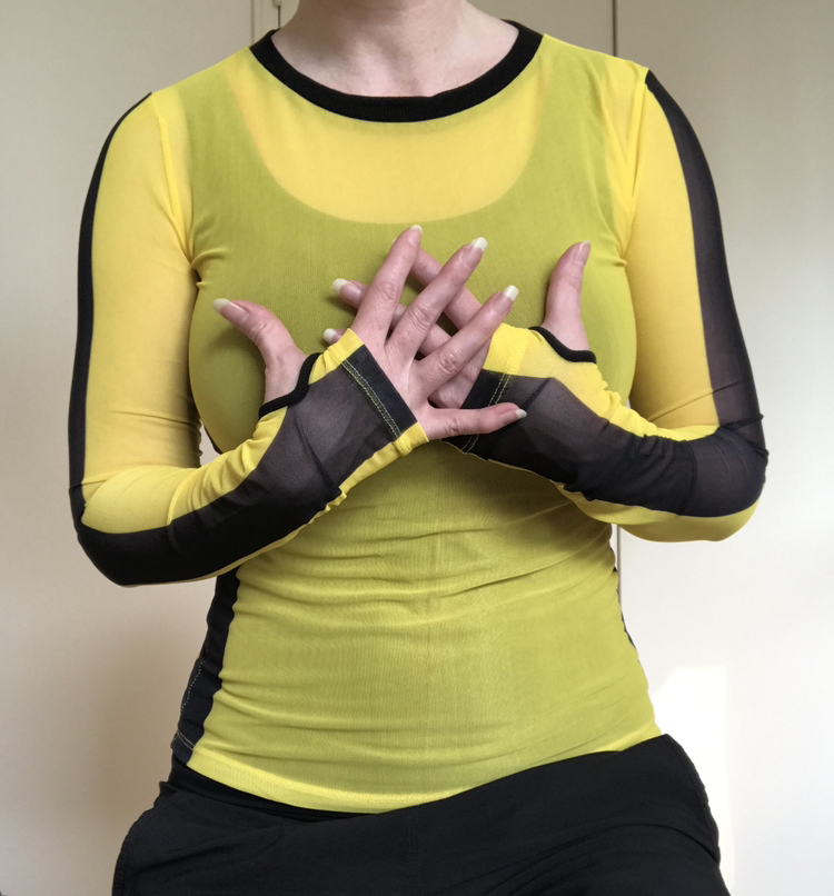 Sheer long sleeve shirt in yellow-black image indicator(2)