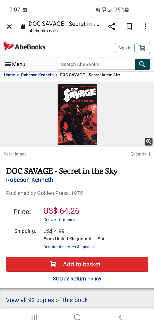 Doc Savage vintage book. 1975  Hard cover🎁 image indicator(2)