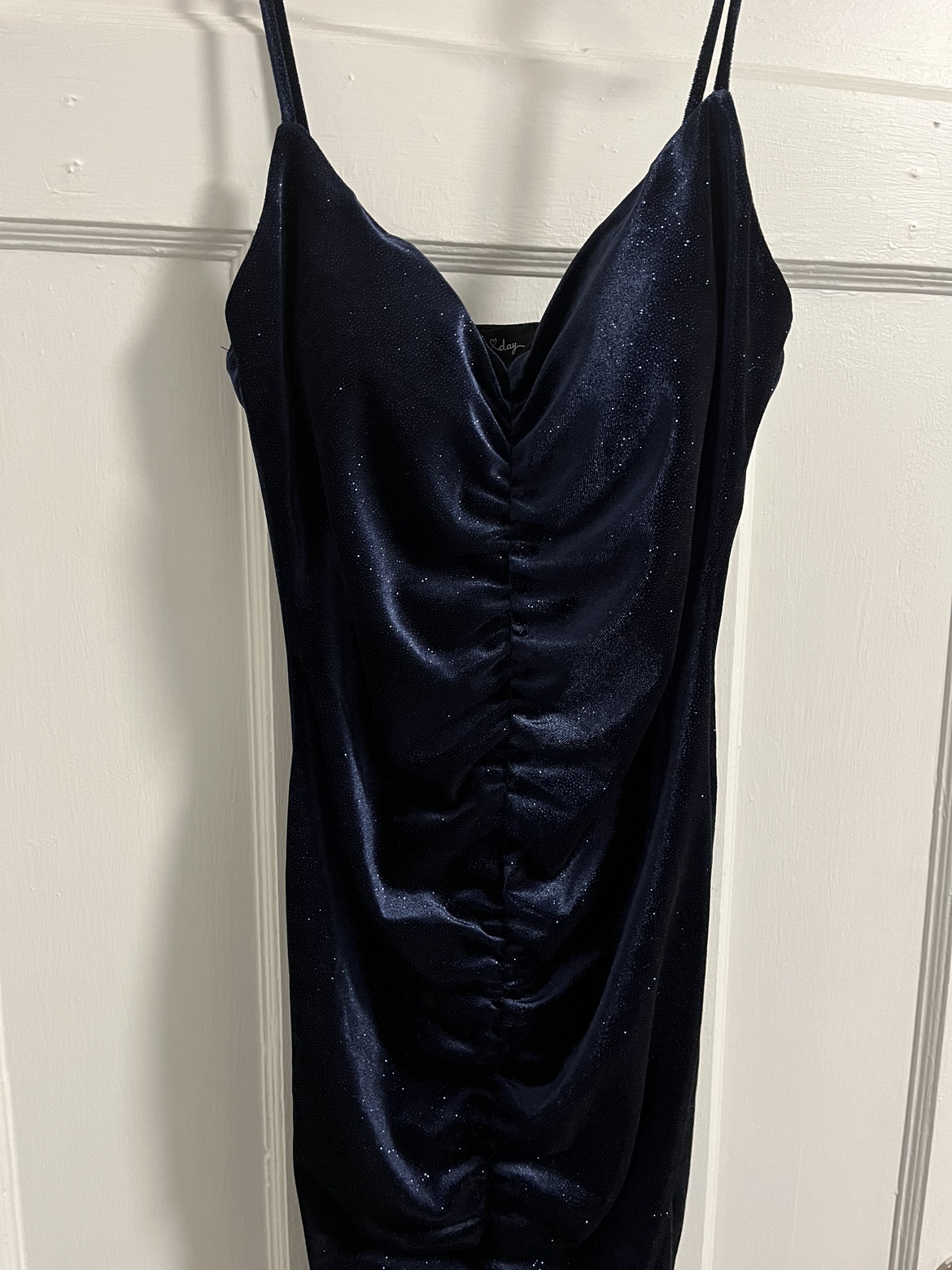 Velvet Shimmer Navy Blue Midi Dress for party/prom - photo 2