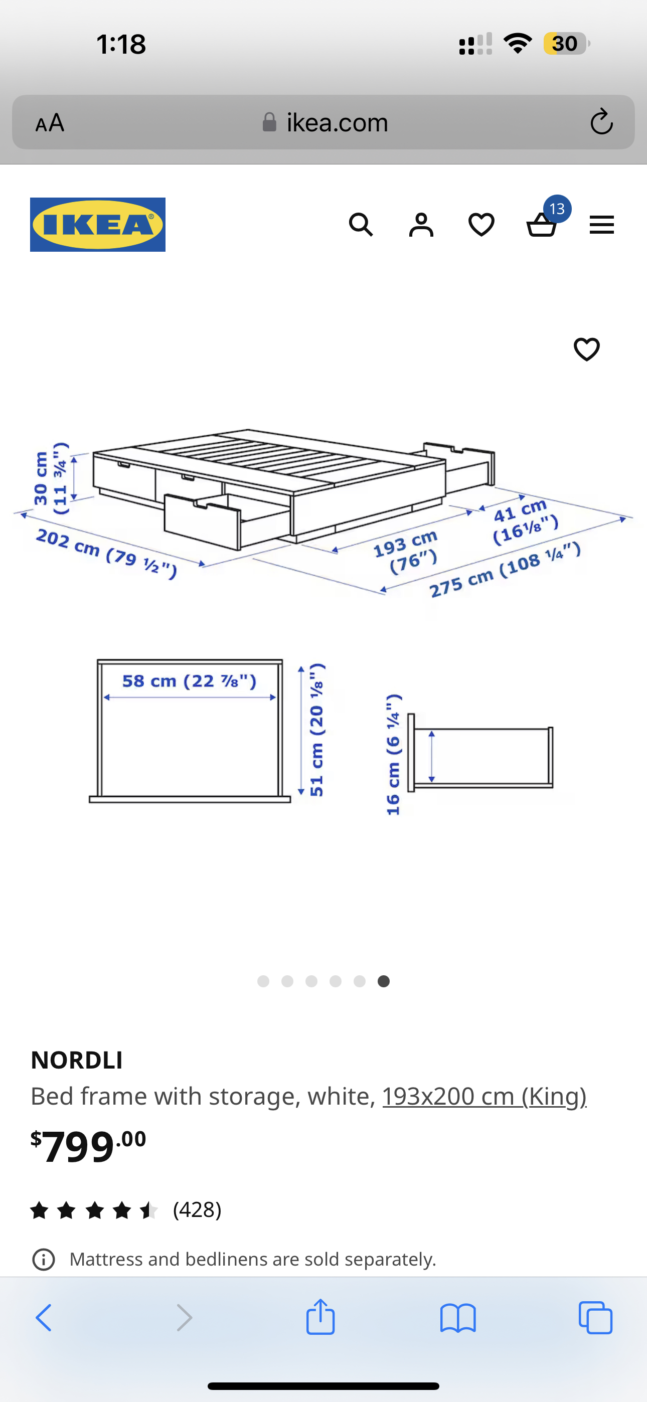 IKEA KING BED FRAME (NORDLI) image indicator(6)