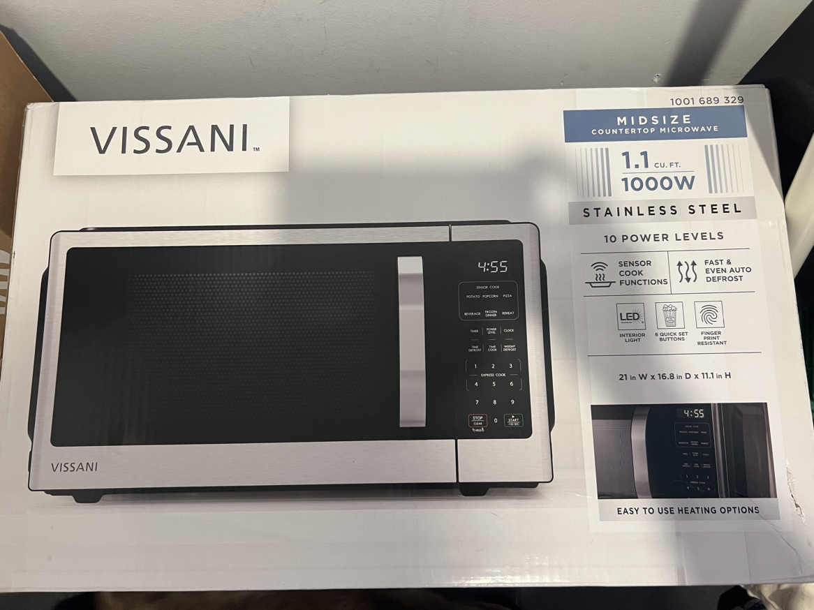 NEW unopened Vissani 1.1 cu.ft. Countertop Microwave