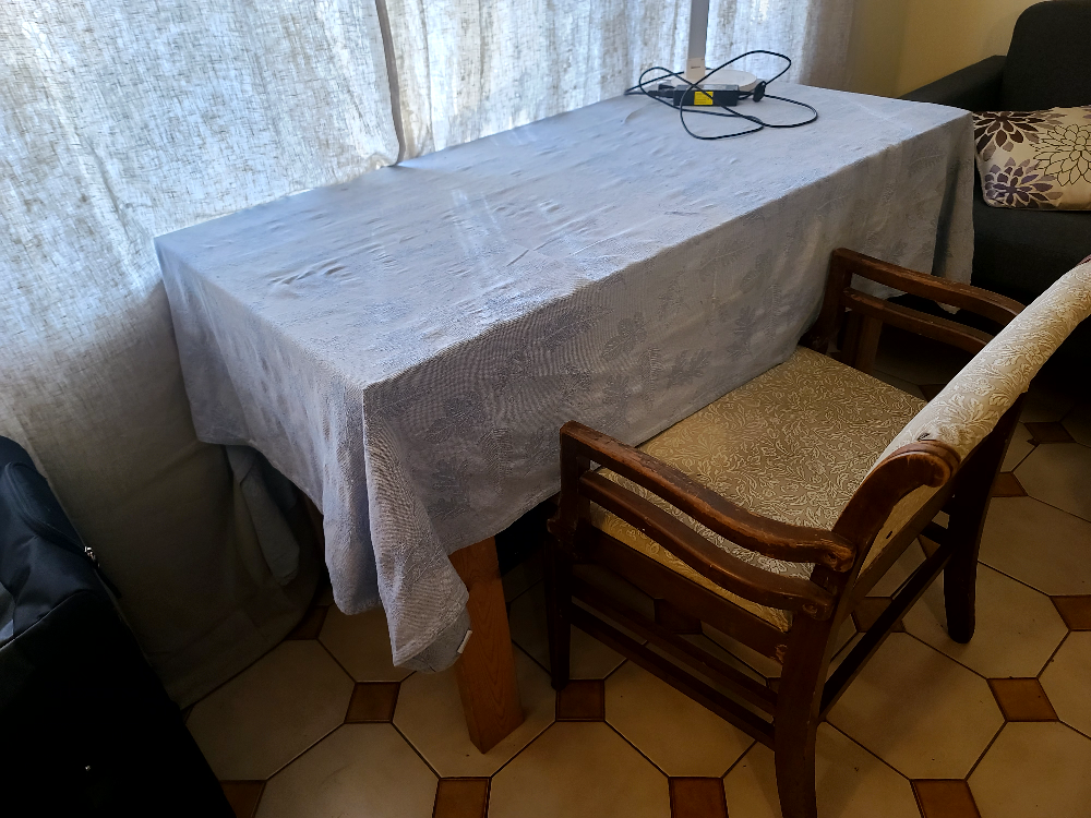 wood table with a chair