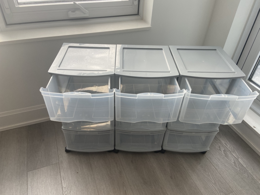 Grey frame 3 drawer storage tower with wheels - photo 3