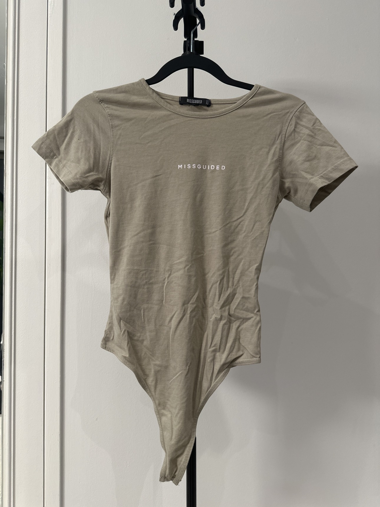 Khaki Missguided Tee Thong Bodysuit (US 2) thumbnail