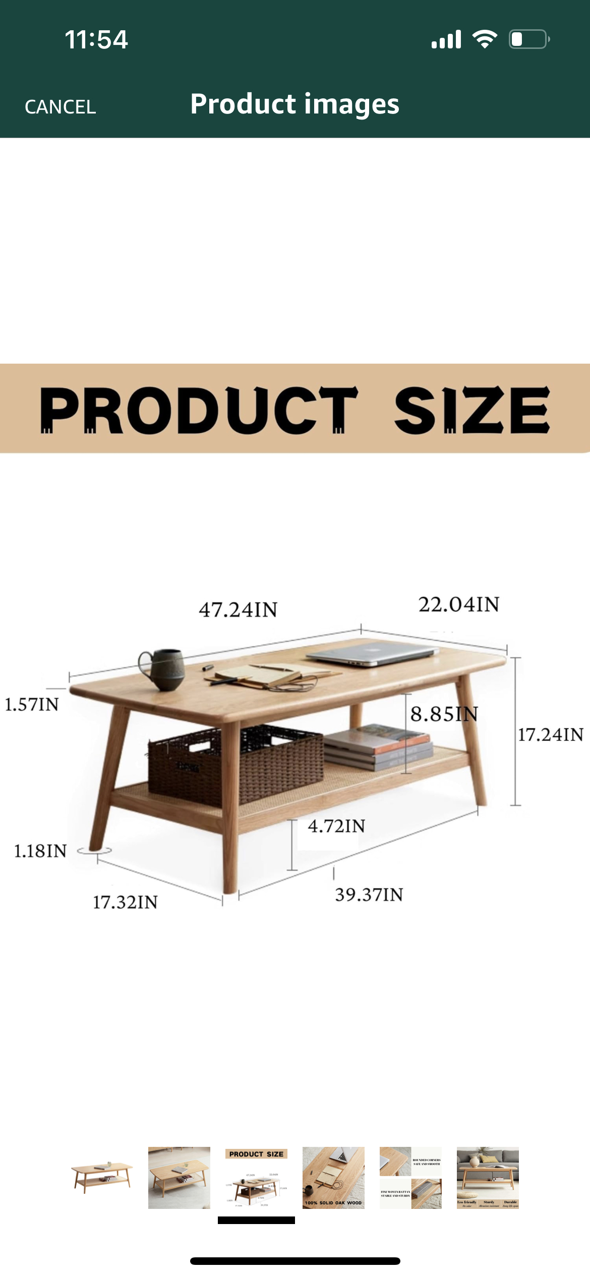 Solid Oak Coffee Table Like New - photo 3