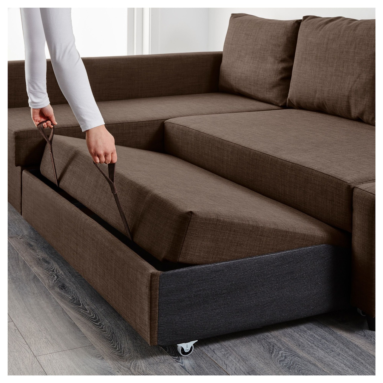 IKEA Brown Friheten Sofa Bed Couch with Storage - photo 2
