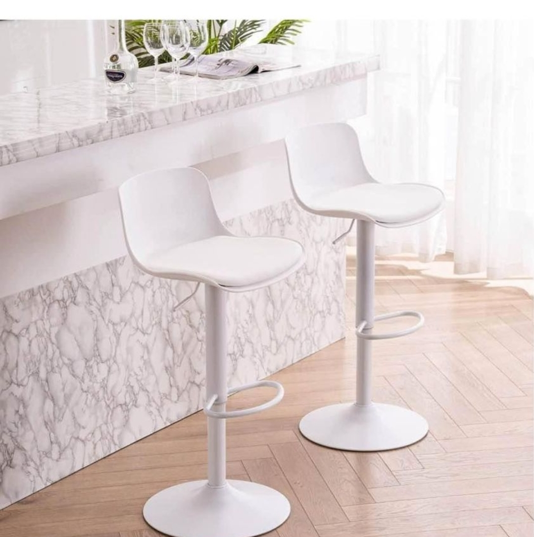 White Bar Stools Set of 2 Adjustable Counter top thumbnail