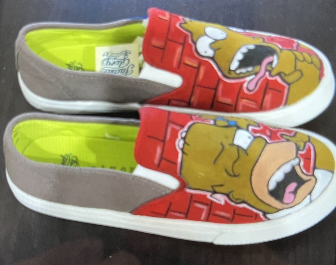 Boy’s Custom Hand Painted Simpson Shoes Size 6 image indicator(4)