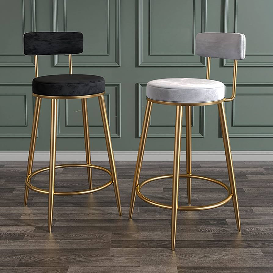 2 grey velvet bar stools - photo 3