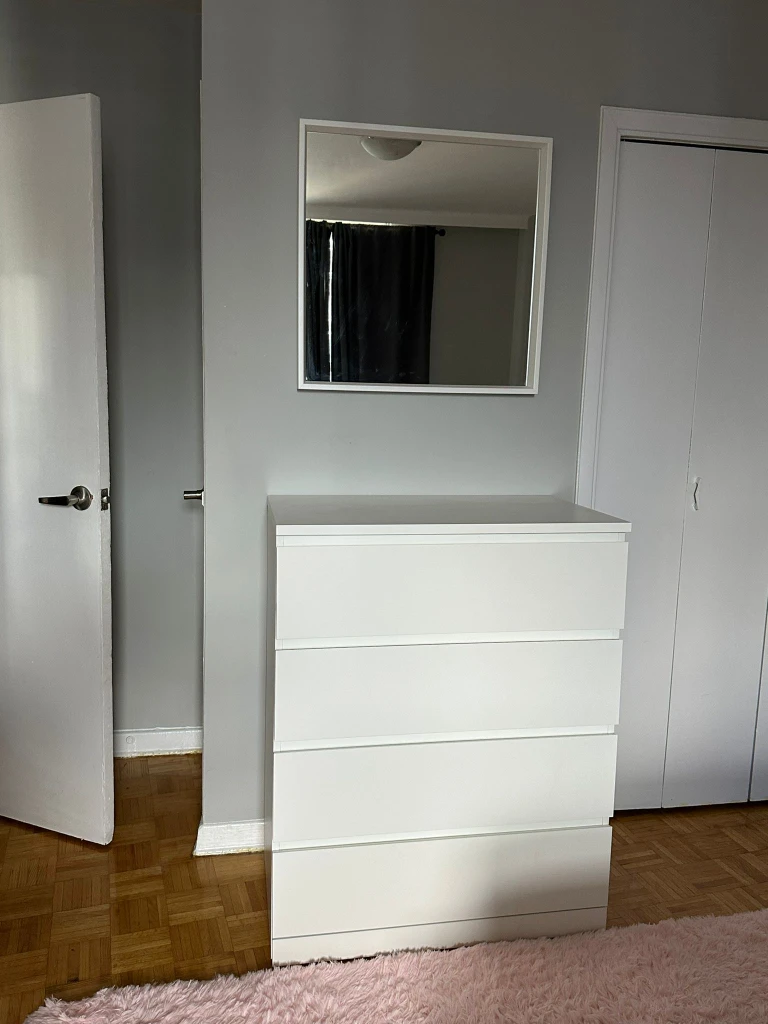 IKEA  white 4 drawer dresser and mirror - photo 2