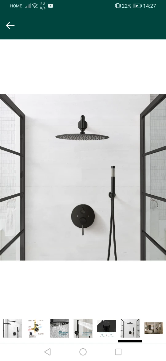 Matte Black Shower Faucet Set 12 Inch Rain Shower Head System image indicator(2)