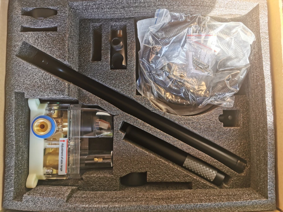 Matte Black Shower Faucet Set 12 Inch Rain Shower Head System image indicator(4)