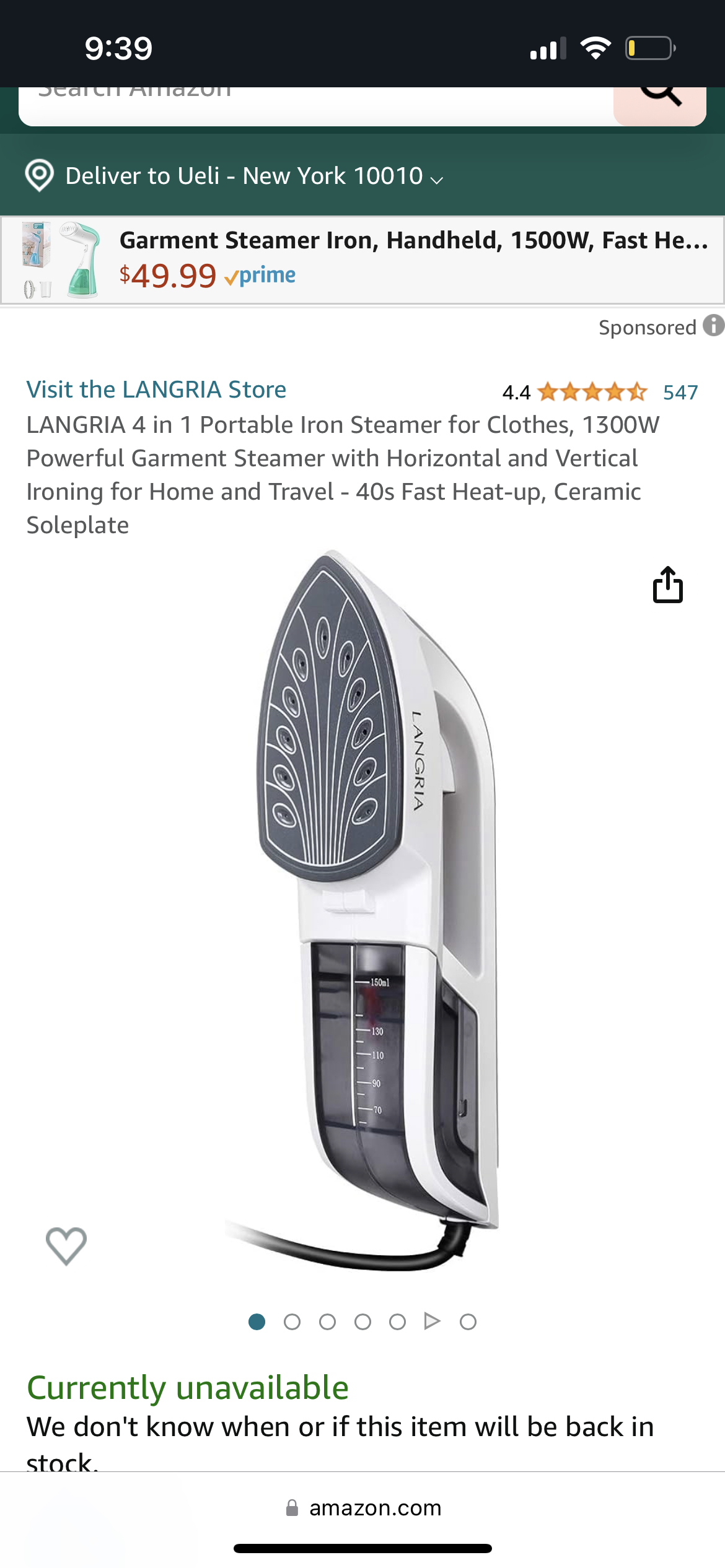 LANGRIA 4 in 1 portable steamer