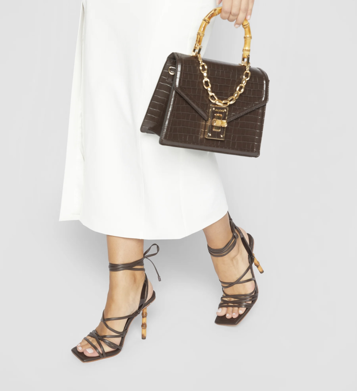 ALDO Brown High Bamboo Heeled sandals- NWT