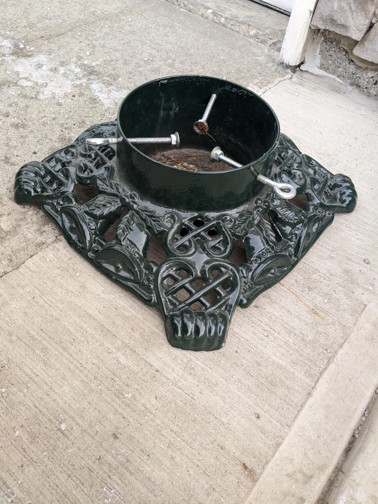 VERY HEAVY cast iron Christmas tree stand For real trees thumbnail