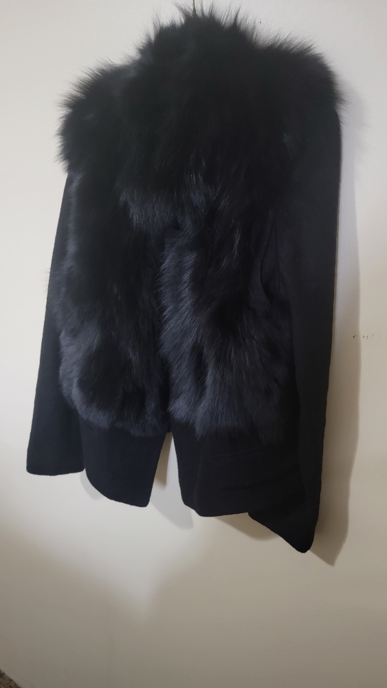 Black Fur Collar short  jacket /  Sweater - photo 3
