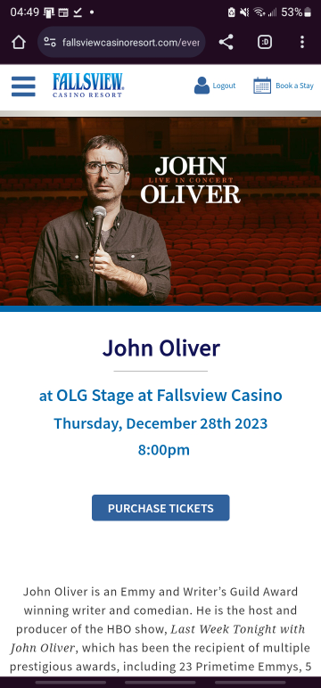 Dec 28 - John Oliver @ OLG Stage Niagara Falls. $90/ticket thumbnail