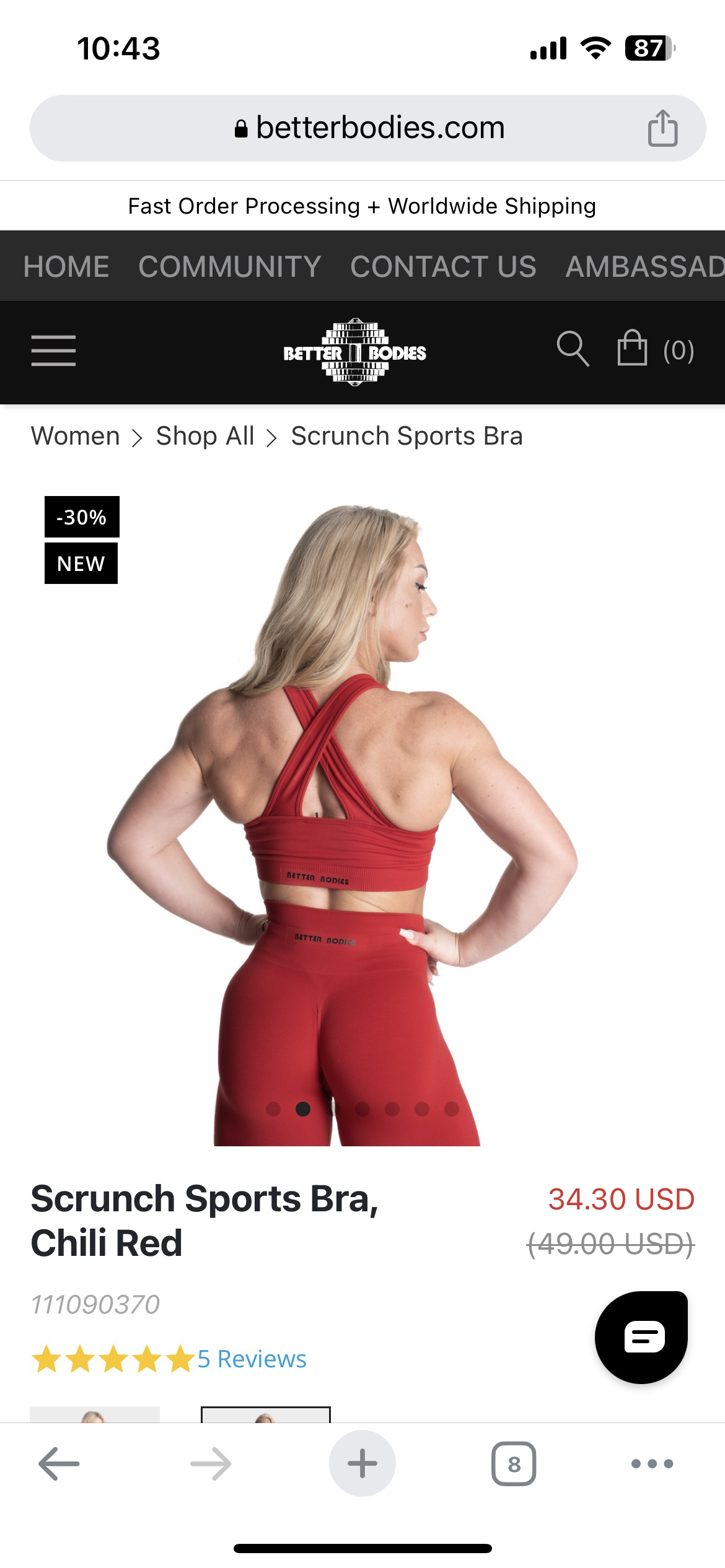 Better Bodies Scrunch Sports Bra (BRAND NEW) image indicator(2)