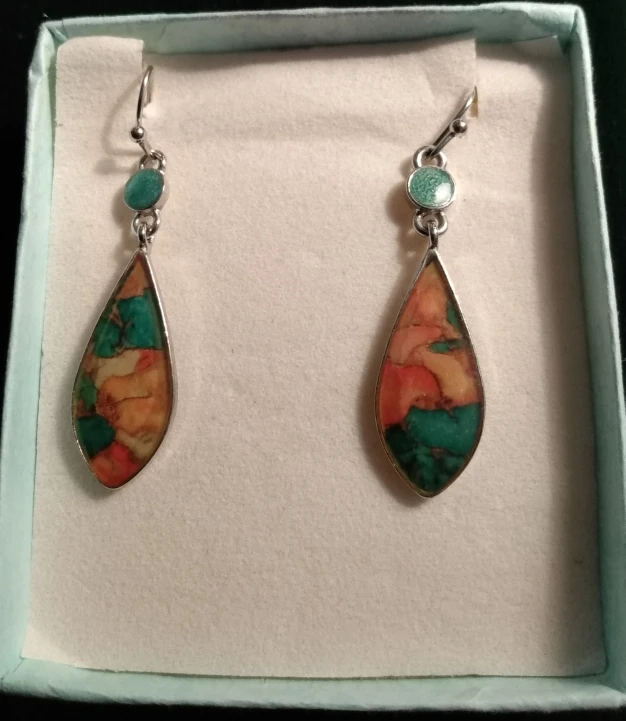 Earrings. Silver with colored enamel.