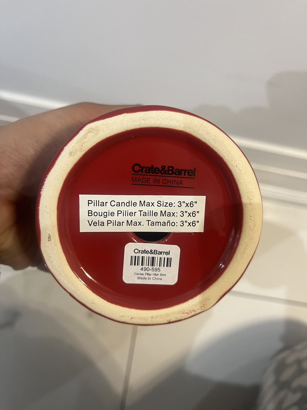 Crate and Barrel Pillar Candle - red image indicator(6)