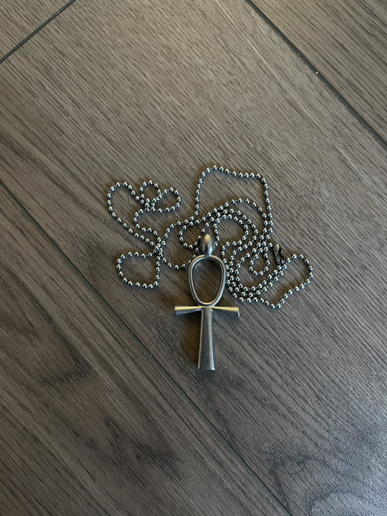 Ankh Key of Life Silver Necklace Bead Chain image indicator(2)