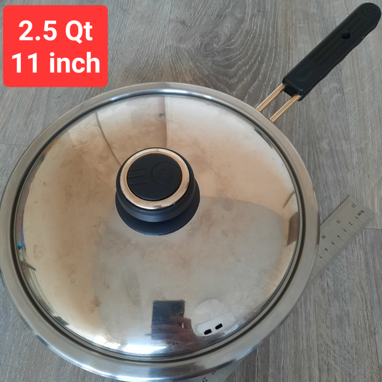 11 inch Pan+ Lid with Thick Bottom, HEAVY/2.5 Qt Stainless Steel thumbnail