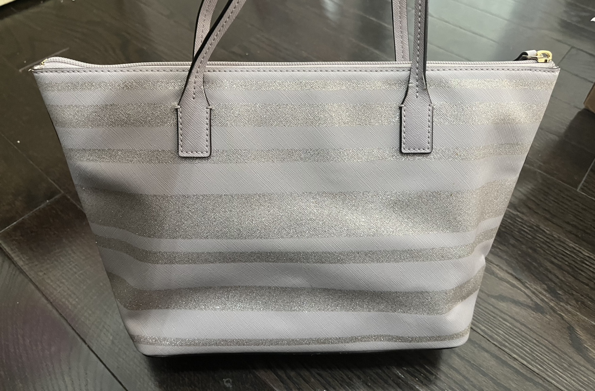 Kate Spade Hani Haven Lane glitter lilac grey/silver tote bag - photo 4