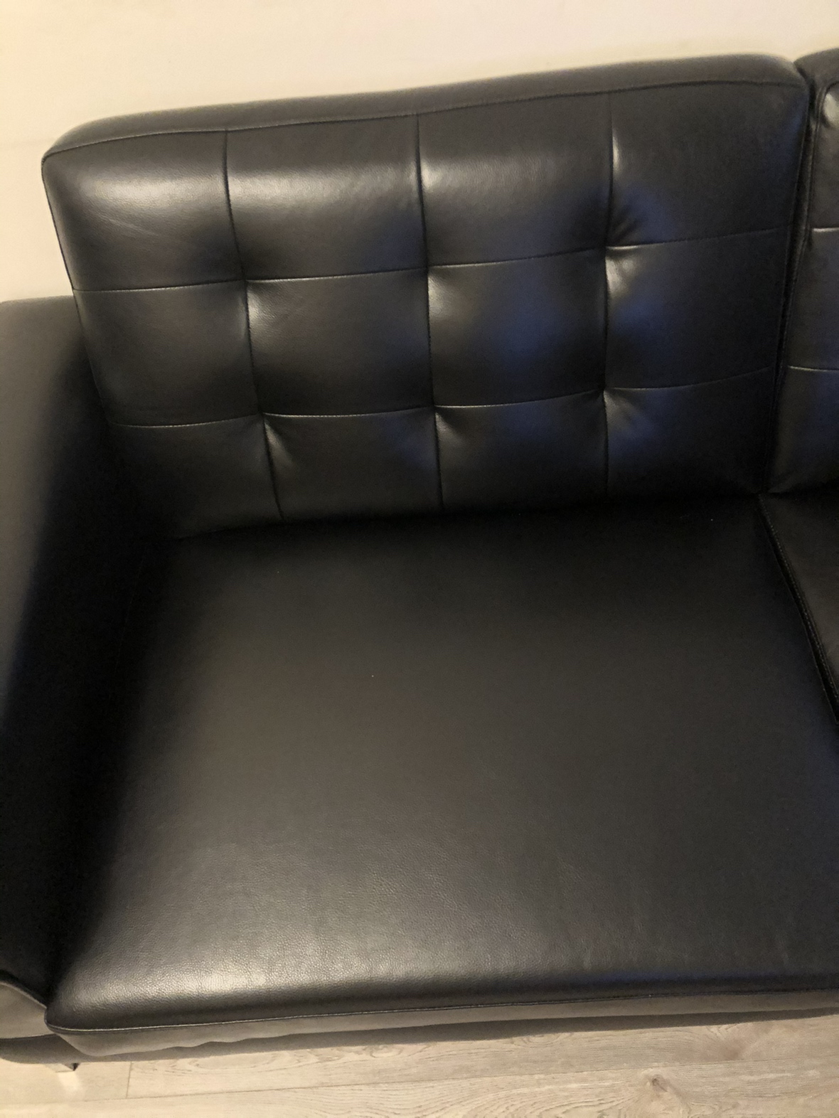 Black Faux Leather Sofa - photo 3