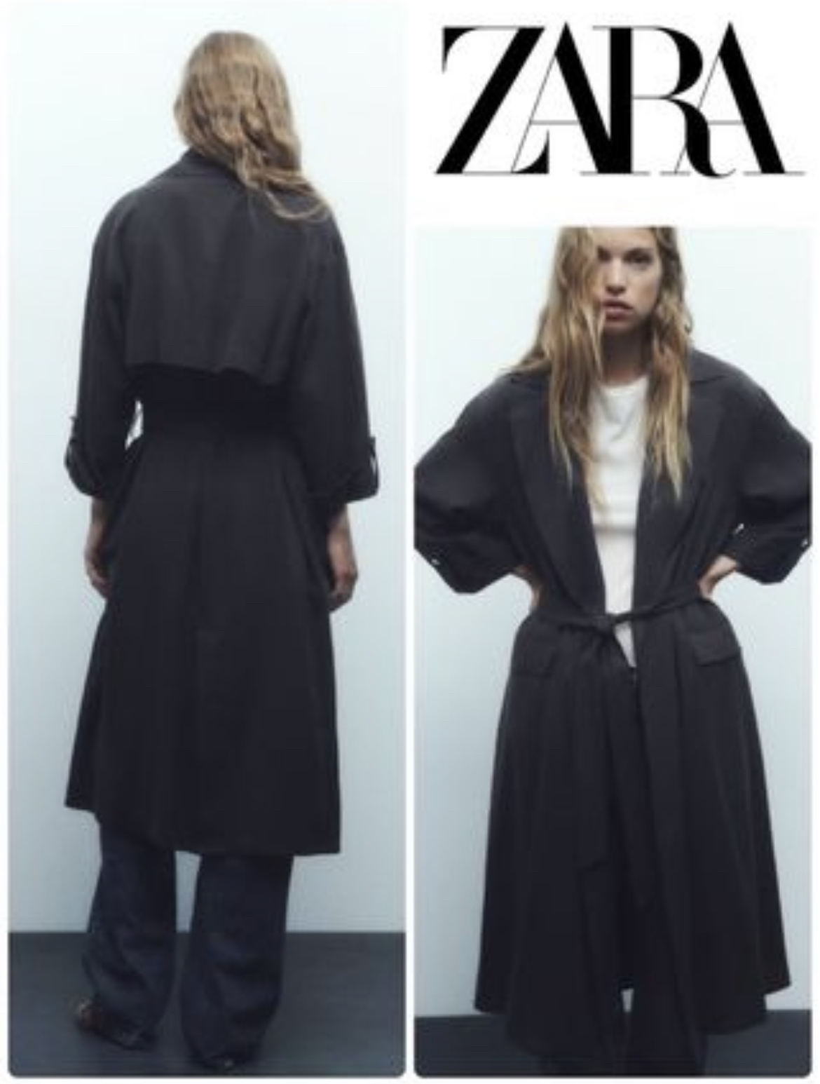 Zara lightweight trench coat, black sz S