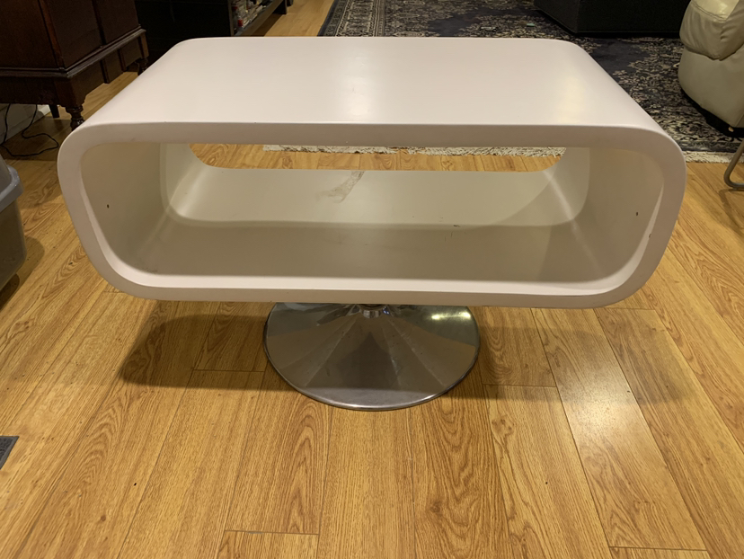 Space age coffee table white and chrome thumbnail