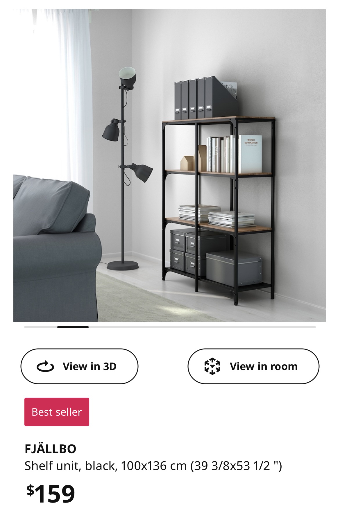 FJÄLLBO Shelf unit, black, 100×136 cm (39 3/8×53 1/2 ") - photo 4