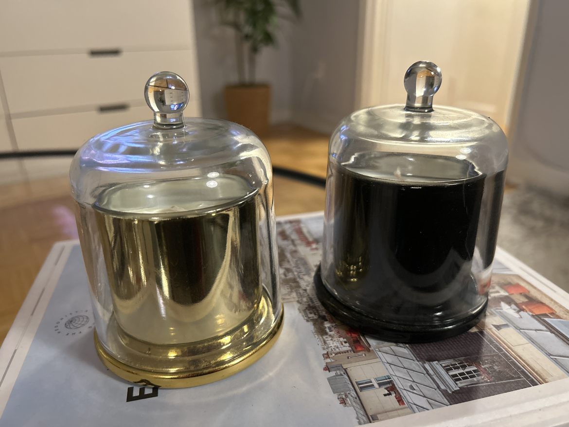 2 x Glass Dome candles