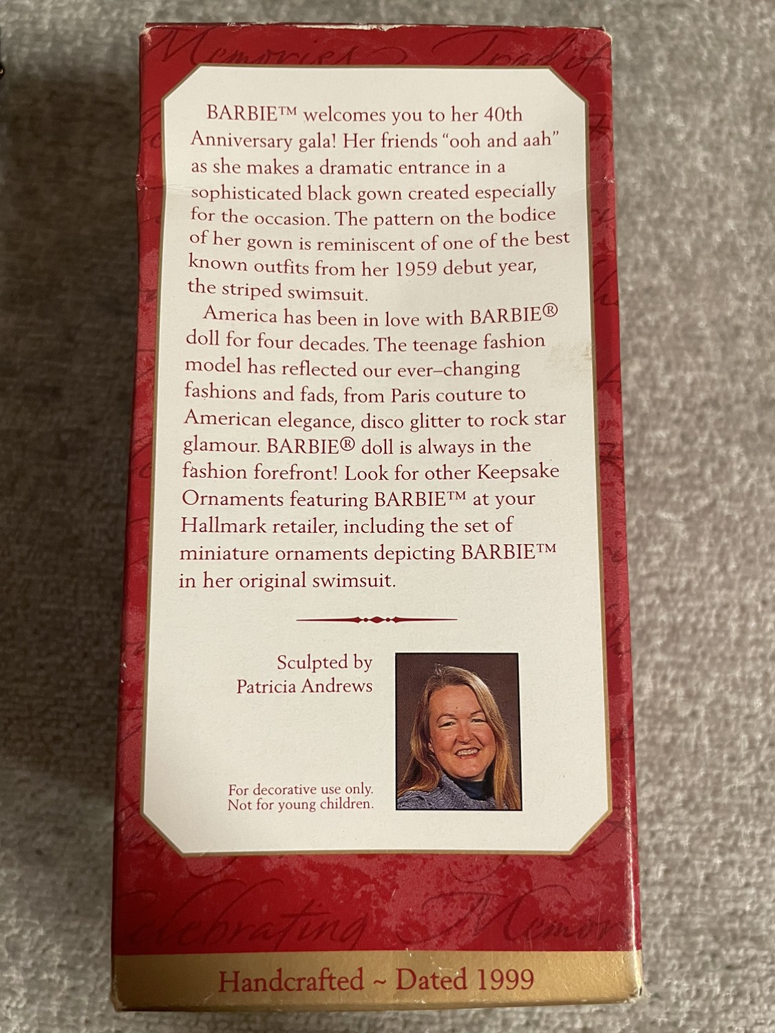 Hallmark Keepsake Barbie Ornament; 40th Anniversary Barbie 1999 image indicator(5)