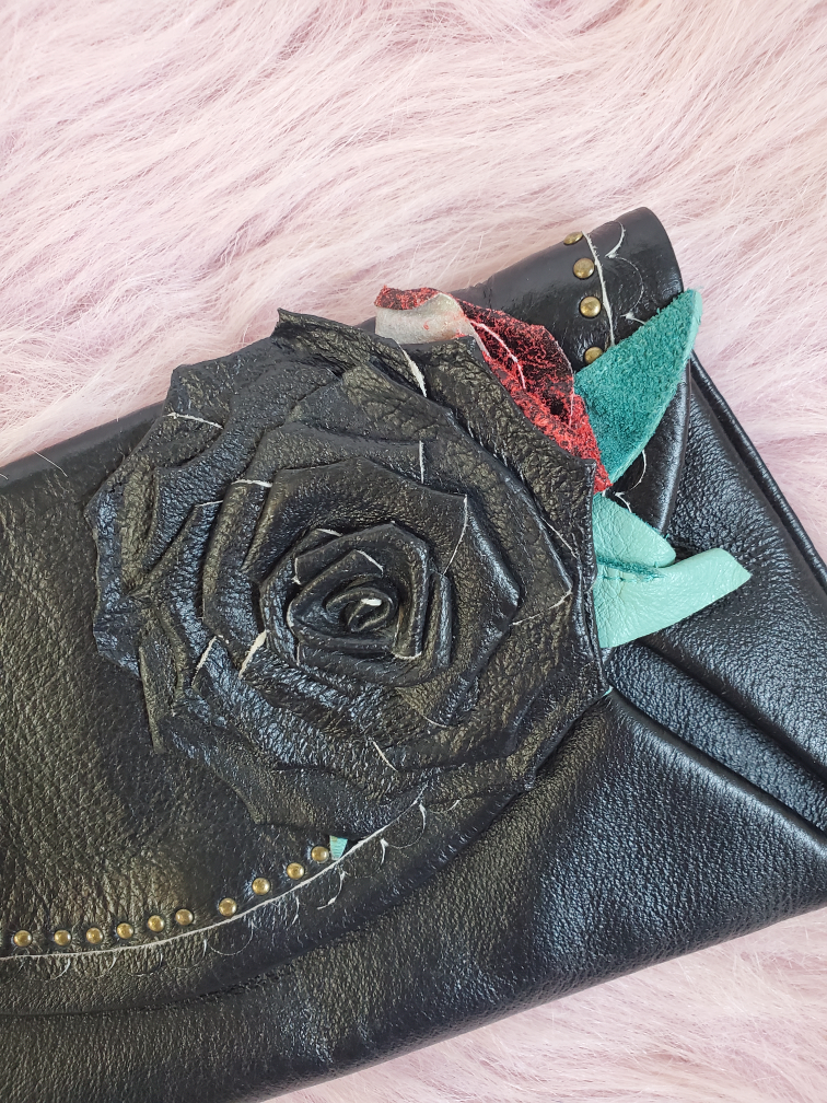 Vintage Upcycled Leather Clutch Purse image indicator(4)