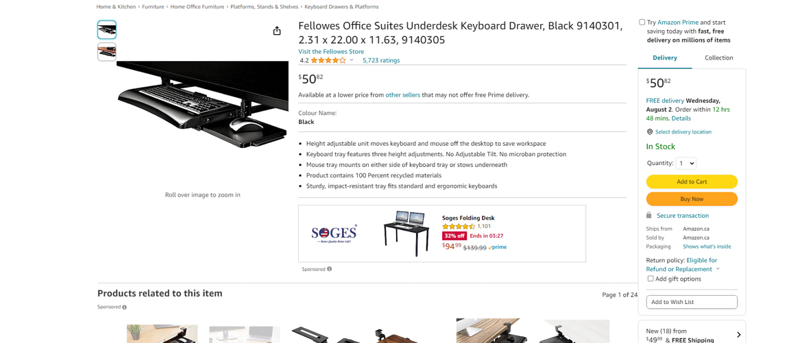 Like New - Black Keyboard Drawer for A Minimal Desk Setup image indicator(7)