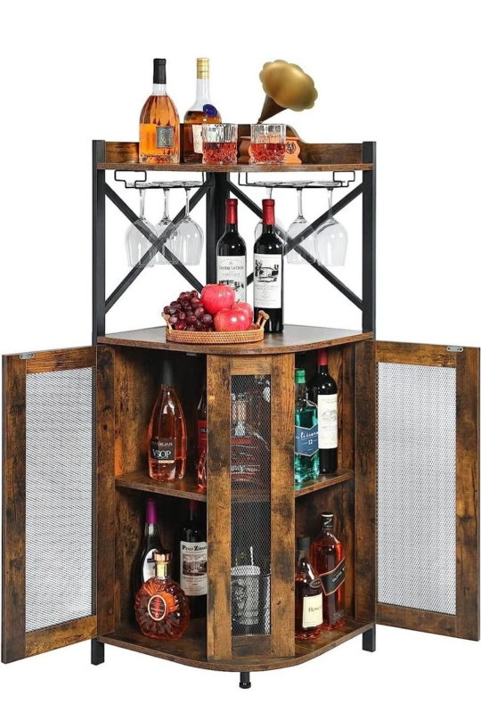 JKsmart Corner Bar Cabinet with Glass Holder thumbnail