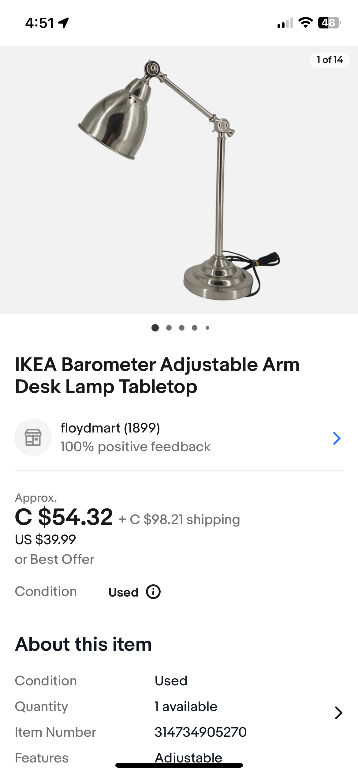 IKEA Table Desk Lamp Barometer - photo 2