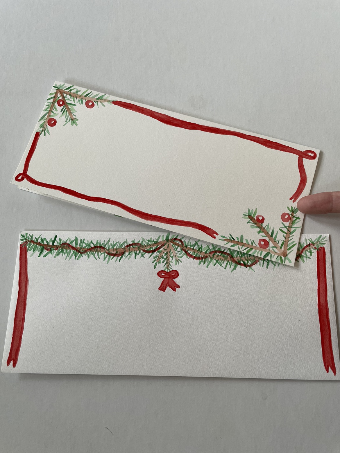 Hand Painted Ribbon Holiday Card