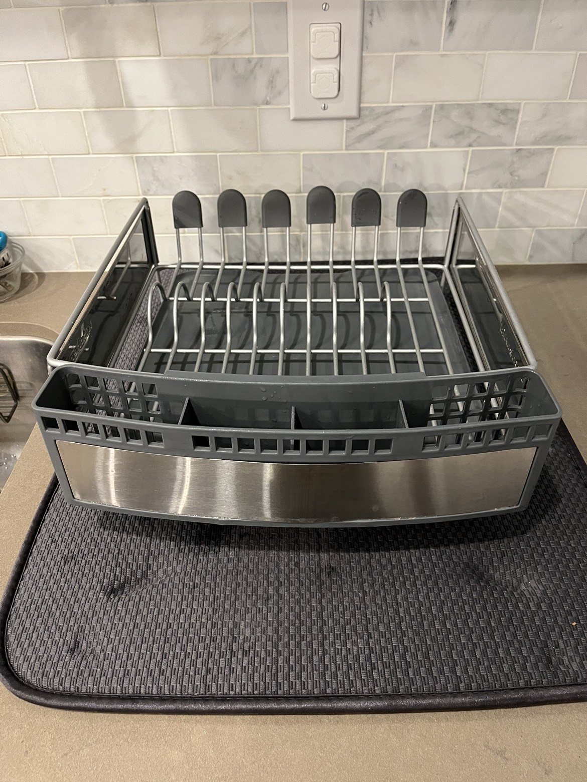 Dish drying rack and grey drying pad thumbnail