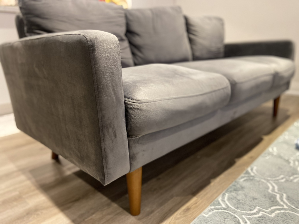 Velvet grey couch image indicator(3)