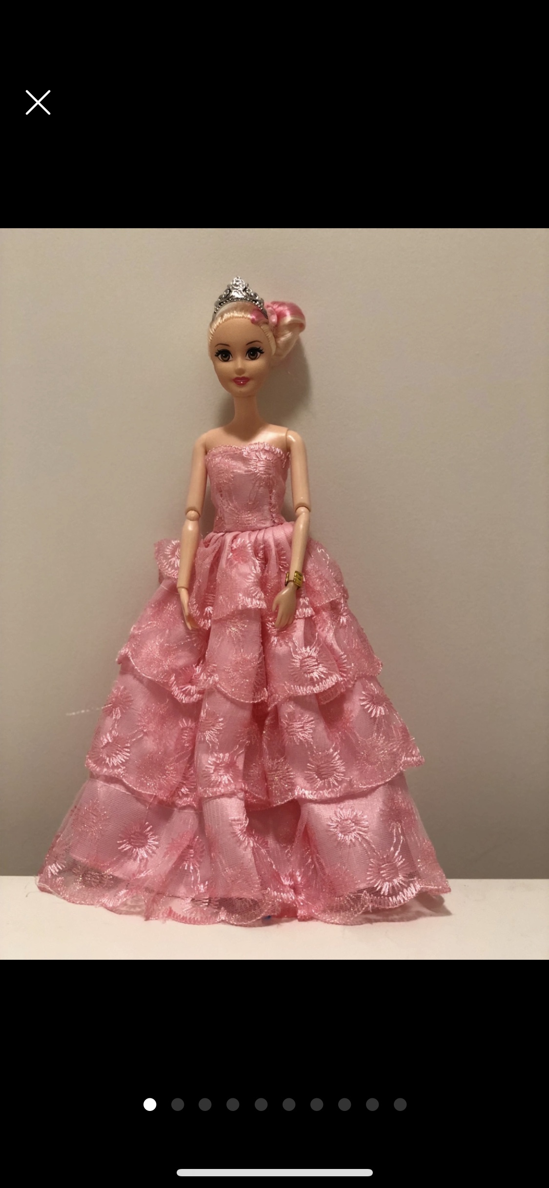 Barbie doll along with 9 exquisite Barbie dresses thumbnail