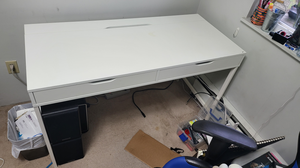 White IKEA desk with drawers