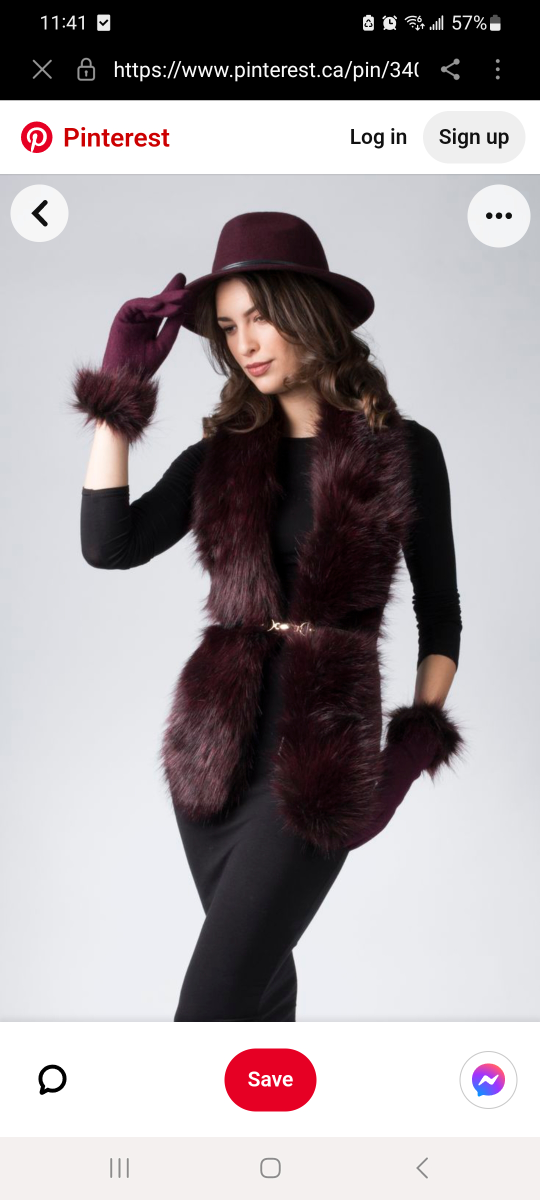 Burgundy Faux Fur Vest   size large