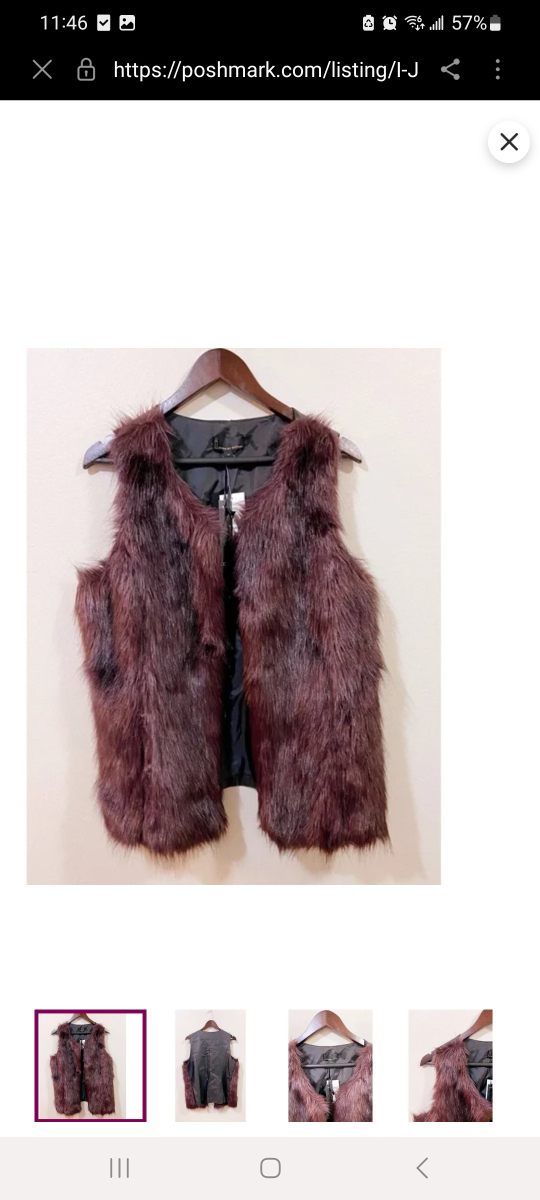 Burgundy Faux Fur Vest   size large - photo 2