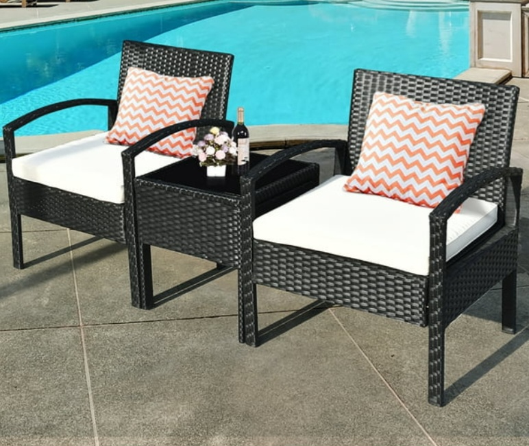 3PCS Patio Rattan Furniture Set Table - photo 2